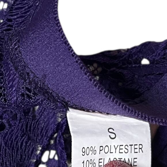 RSLOVE Purple Strappy Open Cup Lace Triangle Bow Bralette Size Small - Picture 3 of 3